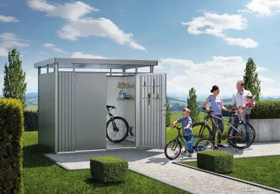 Produktbild von Biohort Highline, Metallschuppen, Doppel, Flachdach, Silber, Metall, Silber