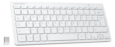 Zdjęcie produktu dla Tecknet X315 Bezprzewodowa Klawiatura Qwertz 2,4 Ghz Biała + Naklejki