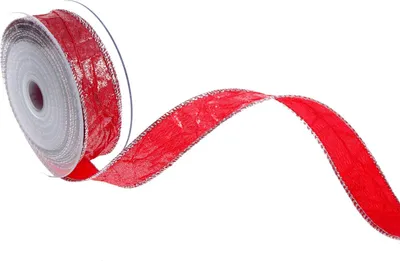 Produktbild von Dekoband Metallic-Crash - rot/silber - 25mm - 10m -