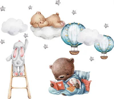 Produktbild von Wandtattoo Bären, mit umweltfreundlichen, geruchsneutralen Druckfarben - Wandsticker, Wandaufkleber Kinder 170 x 300 cm