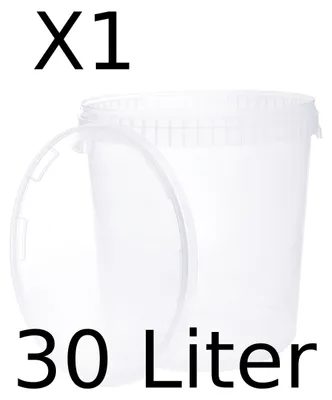 Image de BenBow Seau avec couvercle 30L x1 Transparent - qualité alimentaire, stable, hermétique, anti-fuite, inodore - seau en plastique - vide