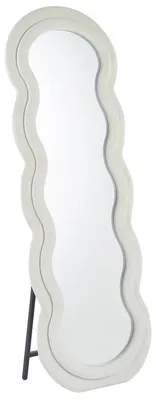 Image de MENZZO Miroir en pied décoratif design ondulé Andromak 70x170cm Velours Crème