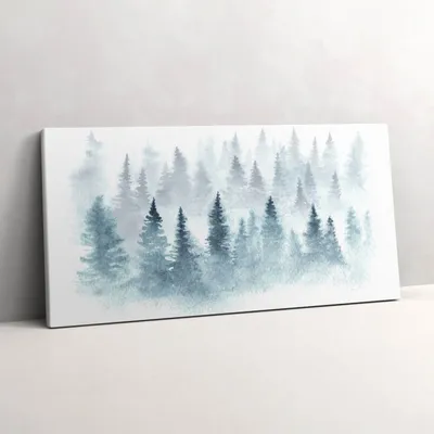 Produktbild von Winterlicher Wald – Leinwandbild Wandbild – 100x50 cm – Leinwandbilder – Wandbilder – Schlafzimmer – Flur