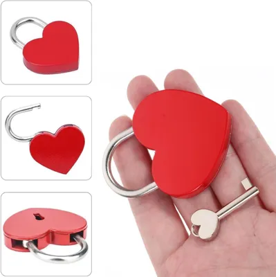 Produktbild von Herzförmiges Vorhängeschloss, 2 Stück, mit Schlüssel, Mini-Vorhängeschloss für Valentinstag, Hochzeit und Jahrestag