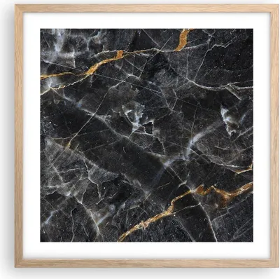 Produktbild von Gerahmtes Poster - Rahmen in heller Eiche - Marmor Stein Schwarz - 50x50 cm - Wand Bild - Wanddeko - Wandbilder - Kunstposter - Wandposter - Bilderrahmen - Bilder - Kunstdruck - P2NAC50x50-4899