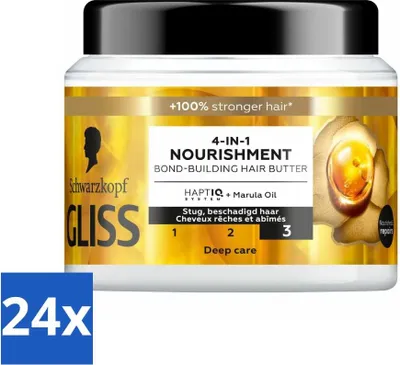 Produktbild von Gliss Haarmaske mit 4-in-1 Haarbutter für intensive Aufbaupflege - 400 ml - Vorteilspack - 24 Stücke