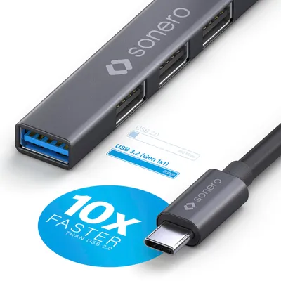 Obrázek produktu pro sonero S-UH100-005, USB 3.2 Gen 1 (3.1 Gen 1) Type-A, USB 2.0 Type-A, USB 3.2 Gen 2 (3.1 Gen 2) Type-A, 5000 Mbit/s, Černá, Šedá, 0,5 m, 1 kusů