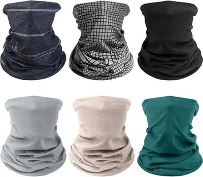 Produktbild von Famanu Nekwärmer Set von 6, multifunktionale Halstücher, winddicht und nahtlos, uni