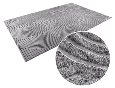 Produktbild von riess-ambiente Kurzflor Teppich ART DECO 350x230cm grau Polyester 3D Struktur Hoch-Tief-Effekt rechteckig