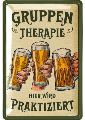 Produktbild von Blechschilder Bier - GRUPPENTHERAPIE Schild Bier - Bierschild - Kneipen, Partykeller, Irish pub, Tiki Bar Deko, Stammtisch Partyraum Deko