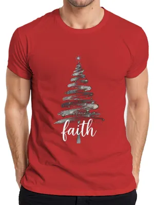 Produktbild von Weihnachtsbaum Faith christlich Glitzer Silber Schwarz Script Herren T-Shirt, Rot, 3XL