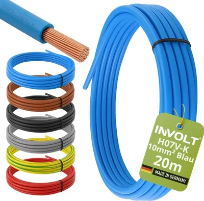 Produktbild von INVOLT H07V-K 20m 10mm² blau Aderleitung flexibel Verdrahtungsleitung , Germany