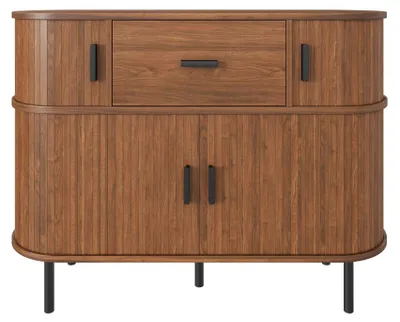 Image de Buffet effet noyer à portes coulissantes et tiroir, style vintage