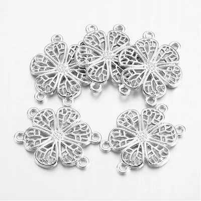 Produktbild von MIXFORM Schmuckverbinder Blume Metalllegierung Silberfarben 24mm