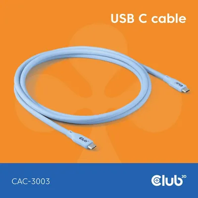 Obrázok produktu pre CLUB3D CAC-3003, 2 m, USB C, USB C, USB4 Gen 2x2, 20 Gbit/s, Modrá