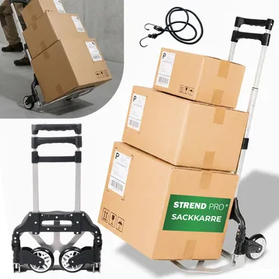 Zdjęcie produktu dla Wózek ręczny Strend Pro, wózek transportowy, składany, przystosowany do pokonywania schodów, teleskopowy, maks. 75 kg