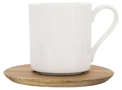 Produktbild von Becher Pipe, 350ml mit Holzuntertasse