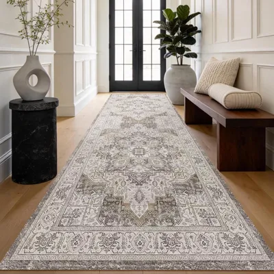 Produktbild von Omgoods - Brauner persischer Teppich, 80 x 300 cm - Vintage-orientalischer Teppich für Flur, Wohnzimmer und Schlafzimmer