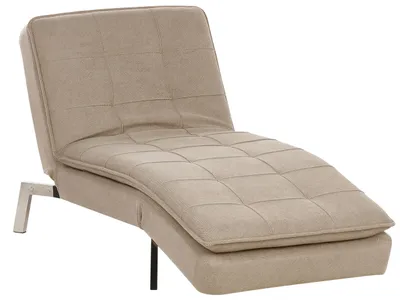 Produktbild von BELIANI Chaiselongue Beige Stoffbezug Gesteppt Verstellbares Kopfteil mit Schlaffunktion Silberne Metallbeine Modernes Design Récamiere Liegesofa
