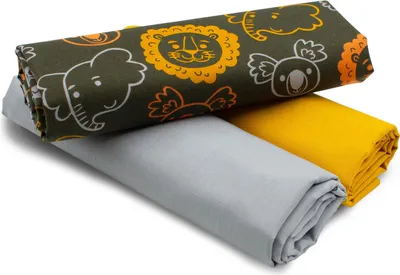 Obrázok produktu pre Sada zvieratiek zo safari, 32 kusov bavlnenej látky: 1x s potlačou + 2x jednofarebná, každá 0,5 m – balíček látok na šitie, projekt DIY