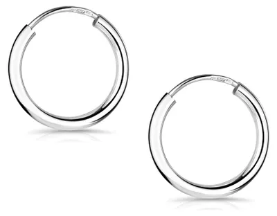 Produktbild von MATERIA Creole klein Silber 925 - Ohrklemme Ohr-Piercing Herren Männer Damen dünn mini rhodiniert 13mm in Box SO-368