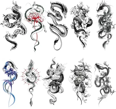 Productafbeelding van Tijdelijke Draak Tatoeages - Draken Tattoos - Feestdecoratie - Realistisch Ontwerp - 21x11 cm - Zwart