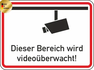 Produktbild von Schild Videoüberwachung | 315x420mm| Alu |Witterungsbeständig | Verkehrszeichen-Qualität | Langlebig | Kein Billig-PVC | UV-beständig | 2mm Aluminium