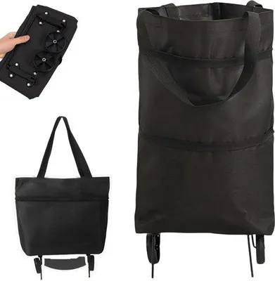 Immagine prodotto di Ibenzoa® Carrello pieghevole per la spesa – 2-in-1: borsa e carrello, tessuto Oxford idrorepellente, ruote pieghevoli, pieghevole (370 g)