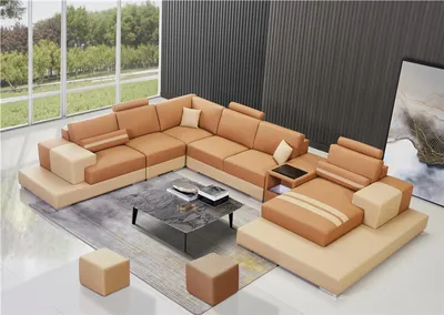 Produktbild von Leder Modern  Couch Wohnlandschaft Ledersofa Sofagarnitur Sofa U-Form