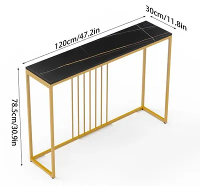 Produktbild von Konsolentisch für Flur und Wohnzimmer - Schmaler Beistelltisch 120x30x78,5 cm - Modernes minimalistisches Design - Sintersteinplatte - Metallgestell - 100 kg Tragkraft