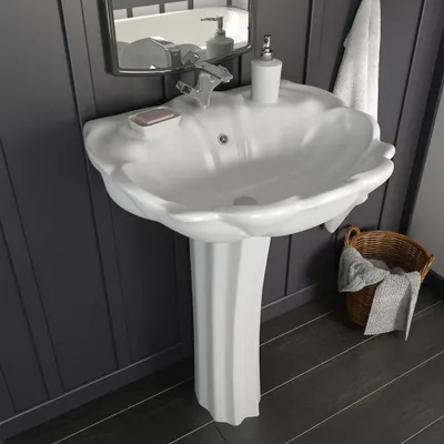 Produktbild von The Living Store Freistehendes Waschbecken mit Säule Keramik Weiß 580x510x200 mm
