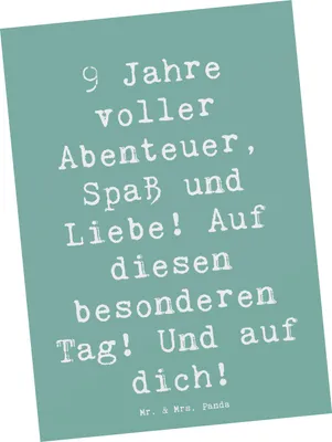 Produktbild von Mr. & Mrs. Panda Postkarte Spruch 9. Geburtstag Abenteuer - Meeresbrise - Geschenk, Ansichtskarten, Happy Birthday, Geburtstagsideen, Geburtstagsgeschenk, bildkarte
