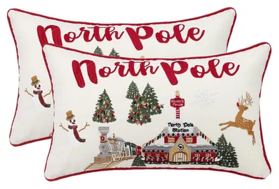 Productafbeelding van 2 stuks kerstkussenslopen, 30x50 cm, katoenmix, winterdecoratie