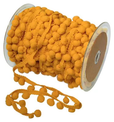 Bommelborte 25m uni Bommelgröße 10mm Pomponband Pomponborte Dekoband senfgelb