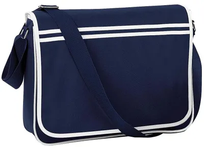 Image de Sacoche rétro Bagbase, 12 litres FK223 (taille unique) (bleu foncé/blanc)