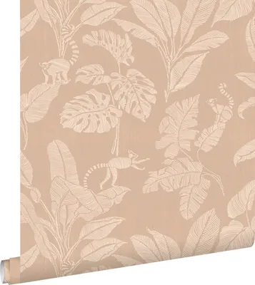 Obrázek produktu pro ESTAhome tapety opice a listy džungle béžová hnědá 50 x 900 cm