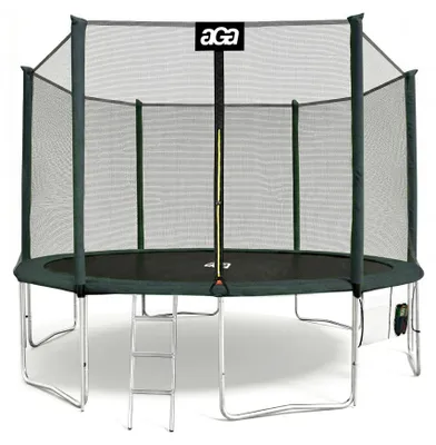 Immagine prodotto di Aga SPORT PRO Trampolino 400 cm Verde scuro + rete di protezione + scala + tasca per le scarpe