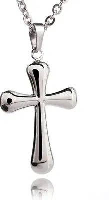 Produktbild von Edelstahl Anhänger Kreuz Hochglänzend Mit Edelstahl Kette HSP8292 - 55 Zentimeter