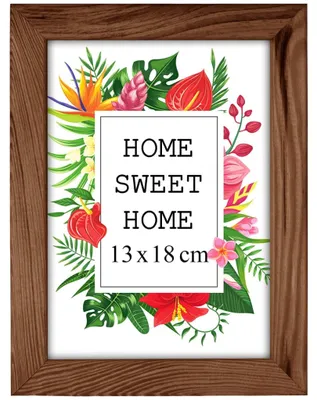 Produktbild von MG Design Braun Bilderrahmen 13 x 18 cm - Aus echtem Holz mit Acrylglas, zum Aufhängen & Aufstellen, für Fotos, Poster & Puzzle