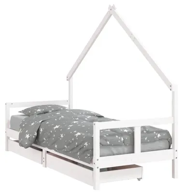 Obrázek produktu pro vidaXL Dětská postýlka se zásuvkami bílá 80x200 cm Masivní borovicové dřevo