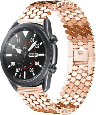 Produktbild von Strap-it Samsung Galaxy Watch 3 45mm Stahl-Fischarmband (Roségold)