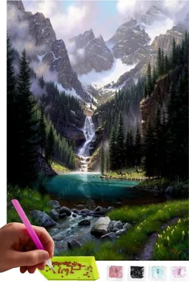 Produktbild von Malen nach Zahlen Diamond Painting Alpen Berge Wasserfall: Kreatives Malen, 30x40cm