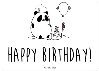 Produktbild von Mr. & Mrs. Panda Schild Panda Geburtstag DIN A3 - Weiß - Geschenk, Blechtafel, Wandbild, tafel, Türschild, Blechschild