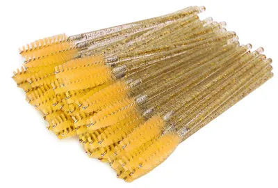 Immagine prodotto di 50 pennelli per il trucco in nylon, inclusi applicatori per mascara, spazzole per ciglia e sopracciglia, pennelli monouso portatili, colore giallo