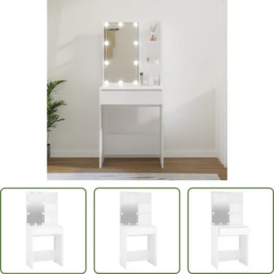 Produktbild von The Living Store Schminktisch mit LED Weiß 60x40x140 cm