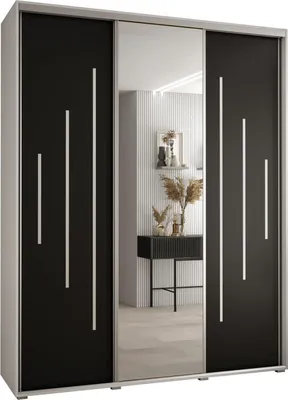 Produktbild von MEBLE KRYSPOL Davos 13 Schrank, drei Türen - 235,2x190x60 cm - Weiß Schwarz Silber