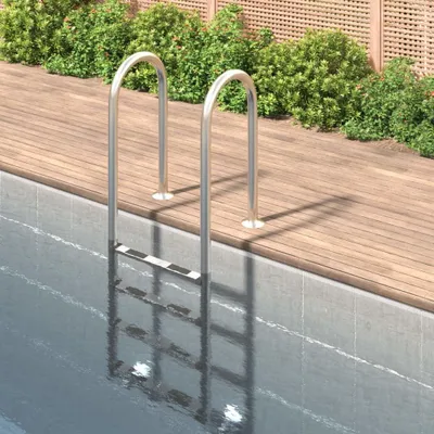 Produktbild von Edelstahl-Poolleiter 304 mit rutschfesten Stufen, 54x38x184,5 cm, Handlauf und Plattform für Einbaupools, Whirlpools und Aufstellpools
