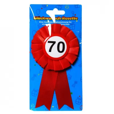 Produktbild von 1 ORDEN ROSETTE MIT ANSTECKNADEL 14 x 8 cm 70. GEBURTSTAG DEKO Anstecker