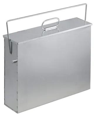Image de Seau à cendres - Avec couvercle rabattable et anse - 10 litres - Acier galvanisé - Argenté