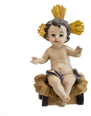 Jesuskind-Figur, handbemalt, Harz, 12 cm, mehrfarbig